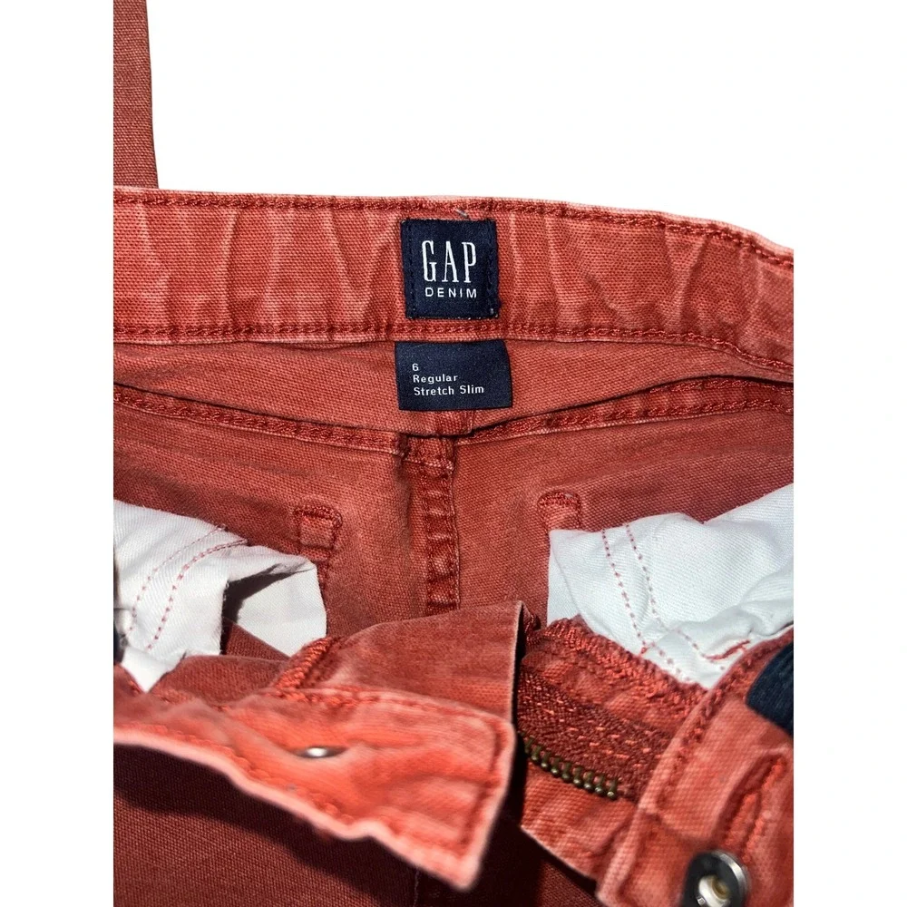 Gap Kids Boys Regular Stretch Slim Denim Jeans Terracotta Red Size 6